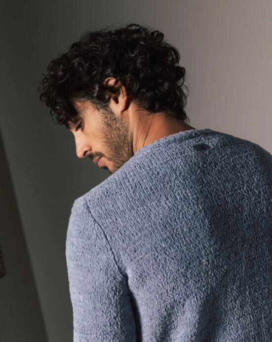 Blauwe trui met structuur Mos Mosh