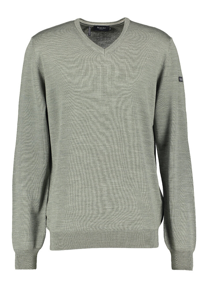Groen grijze pull met v-hals Maerz
