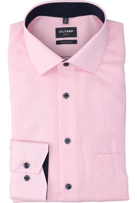 Olymp Roze katoenen hemd (comfort fit) met lange mouwen