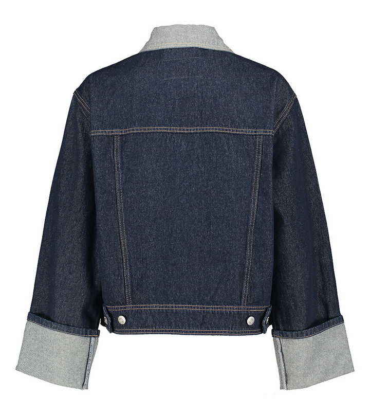 Donkerblauwe jeansjas met detailkraag en detailmouwen Yasmaria Y.A.S