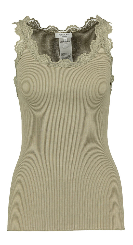 Kaki top met kant Rosemunde