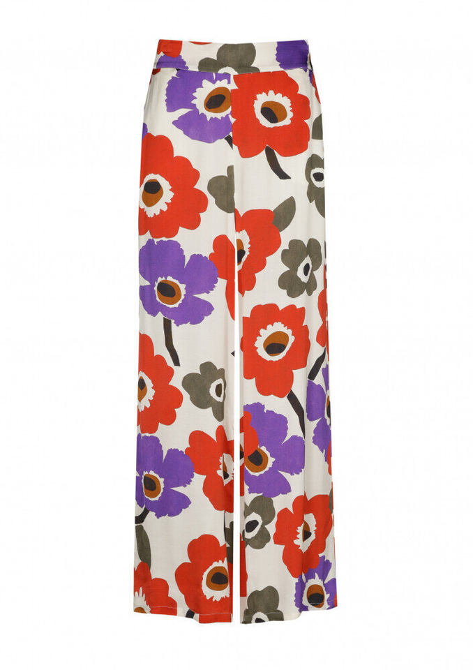 Multicolor soepelvallende wijde broek in bloemenprint Caroline Biss