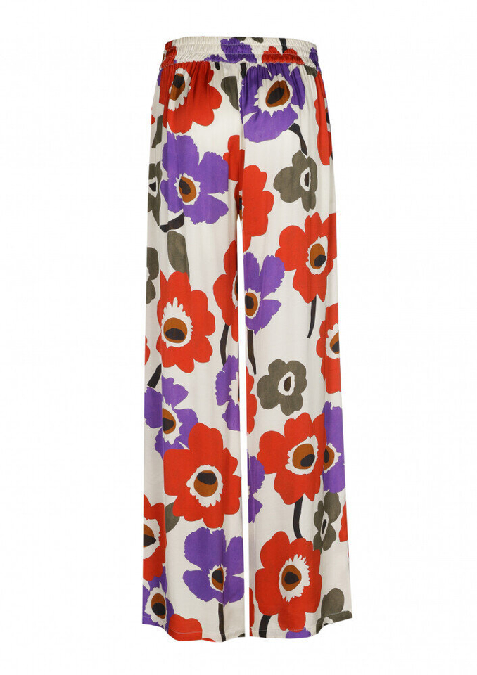 Multicolor soepelvallende wijde broek in bloemenprint Caroline Biss