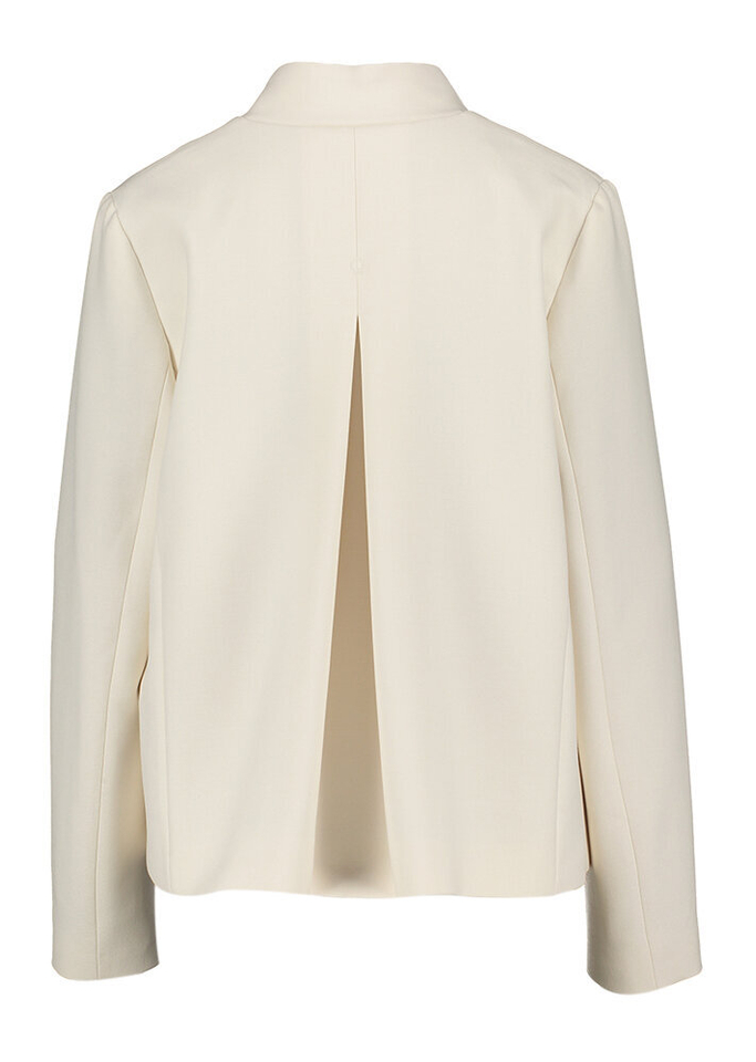 Ecru blazer met rechtopstaande kraag met bruine lederen details Cortala Furore