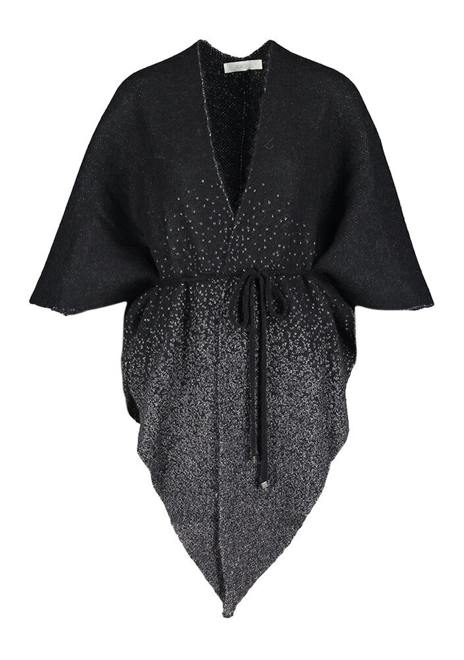 Zwarte poncho met lint Portia Furore