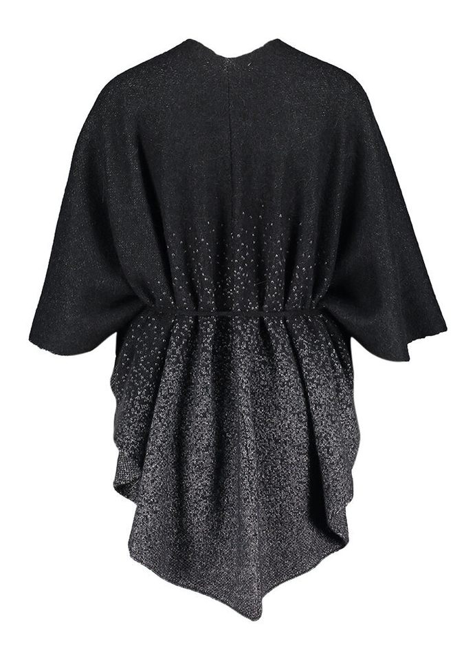 Zwarte poncho met lint Portia Furore