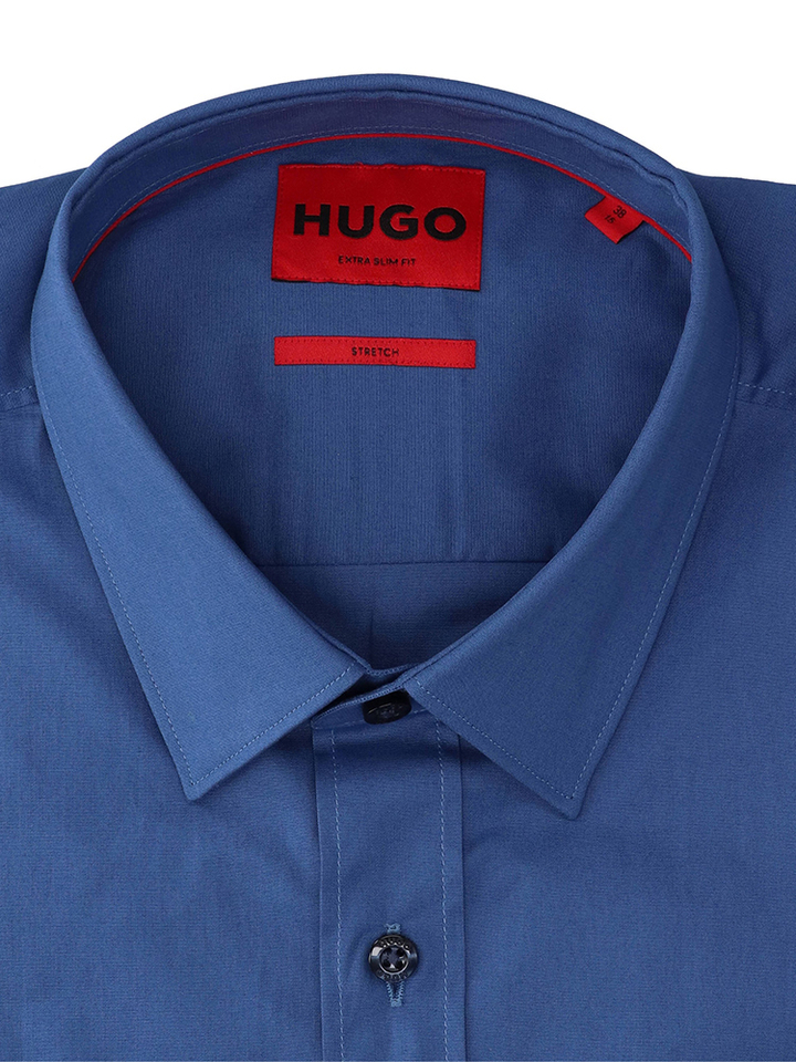 Jeansblauw katoenen hemd (slim fit) met lange mouwen Hugo Boss