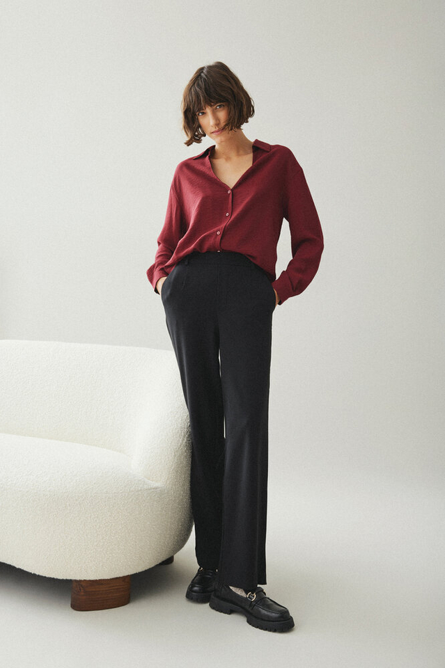 Zwarte broek met hoge taille Vivarone Vila