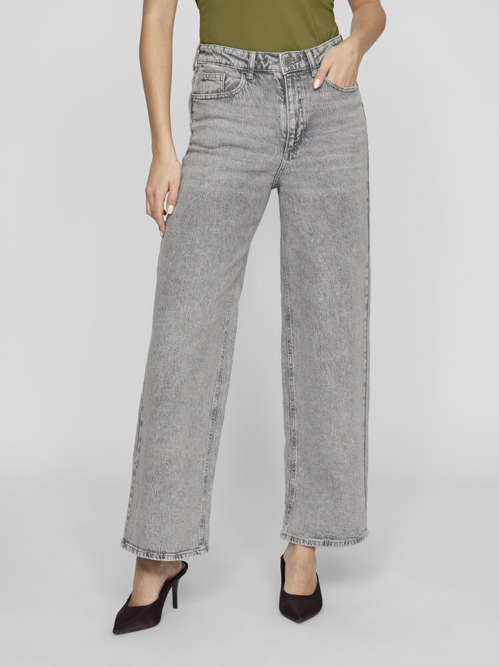 Grijze jeans met hoge taille wide fit Vifreya Vila