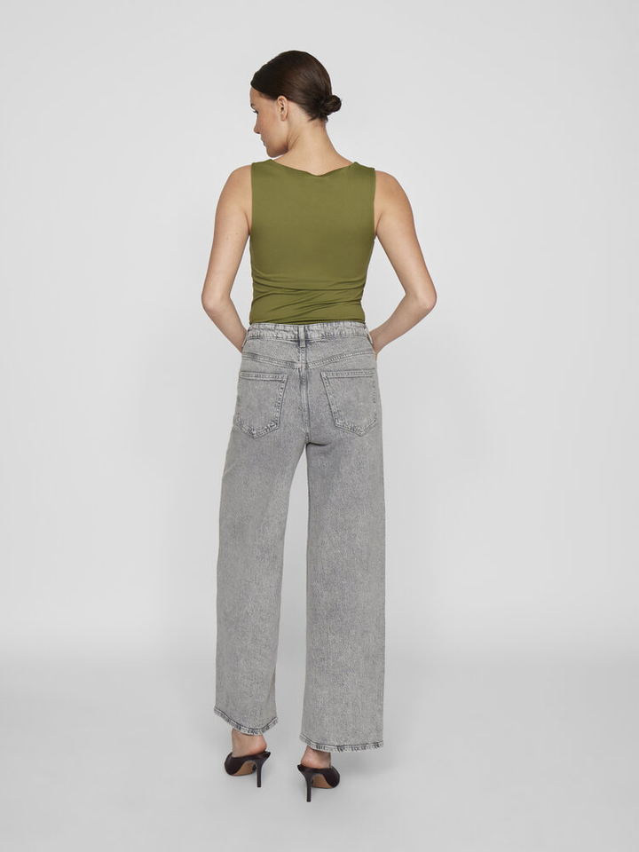 Grijze jeans met hoge taille wide fit Vifreya Vila
