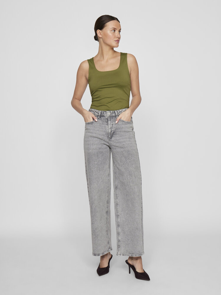 Grijze jeans met hoge taille wide fit Vifreya Vila