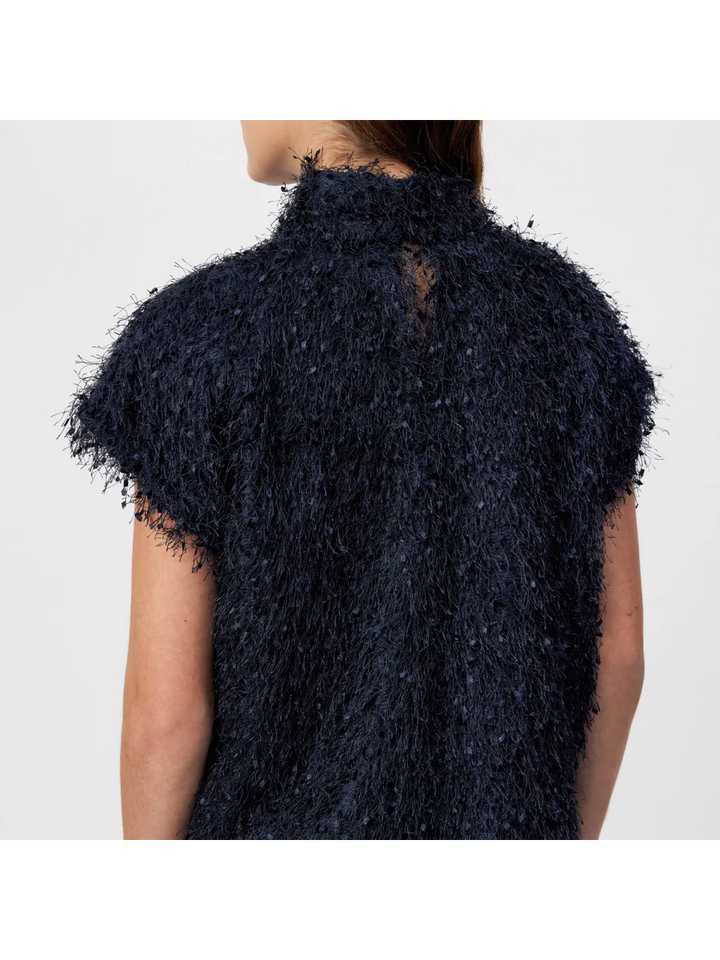 Donkerblauwe ruffle top Alaria Drykorn 