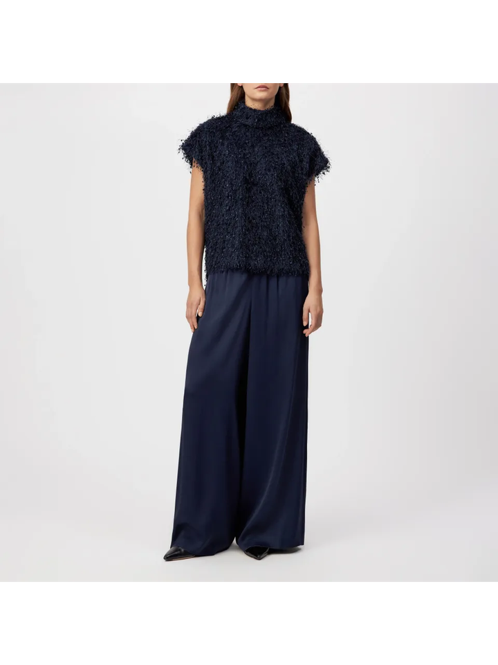 Donkerblauwe ruffle top Alaria Drykorn 