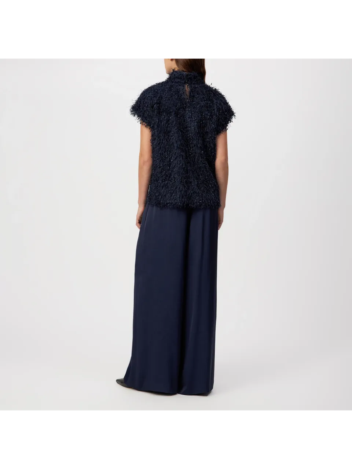 Donkerblauwe ruffle top Alaria Drykorn 