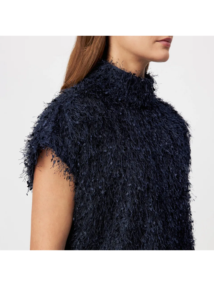 Donkerblauwe ruffle top Alaria Drykorn 