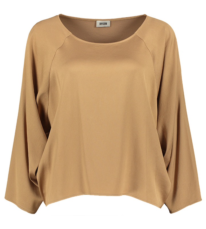 Beige blouse met sierlijke mouwen Nialini 