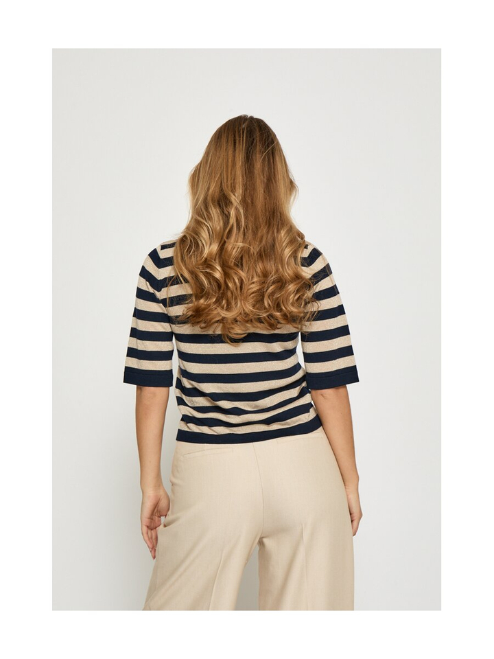 Donkerblauwe polo met gouden strepen Alice Minus 