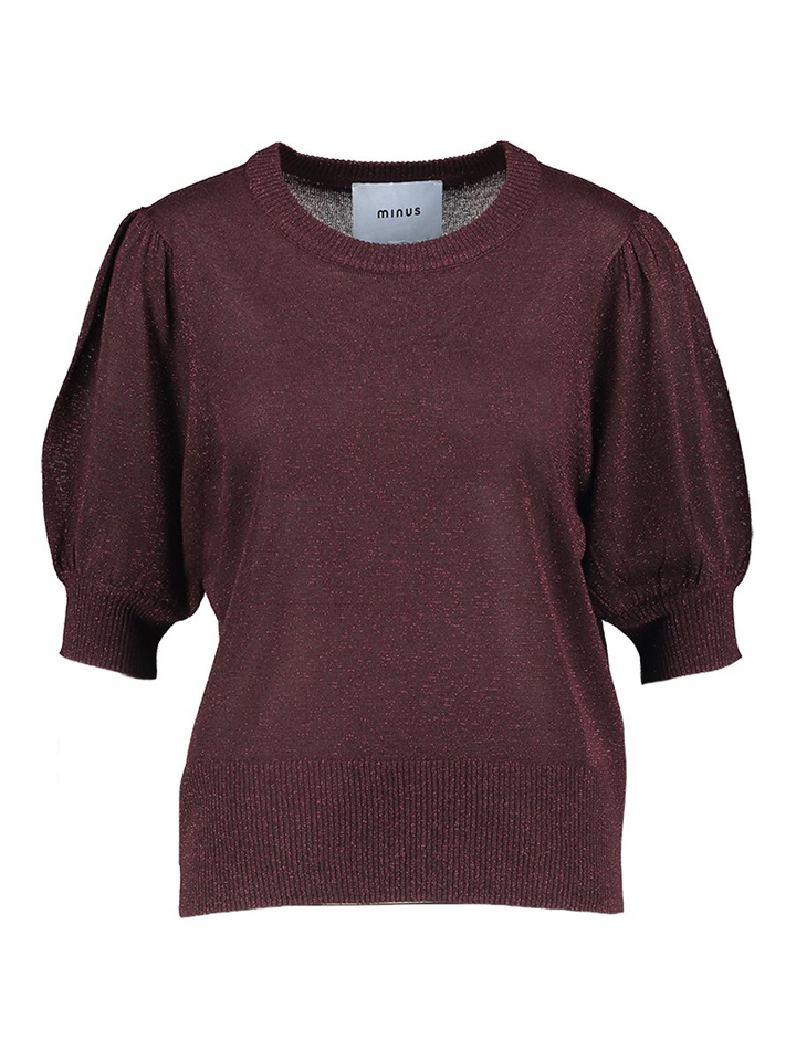 Bordeaux glitterpull met korte mouwen Liva Minus