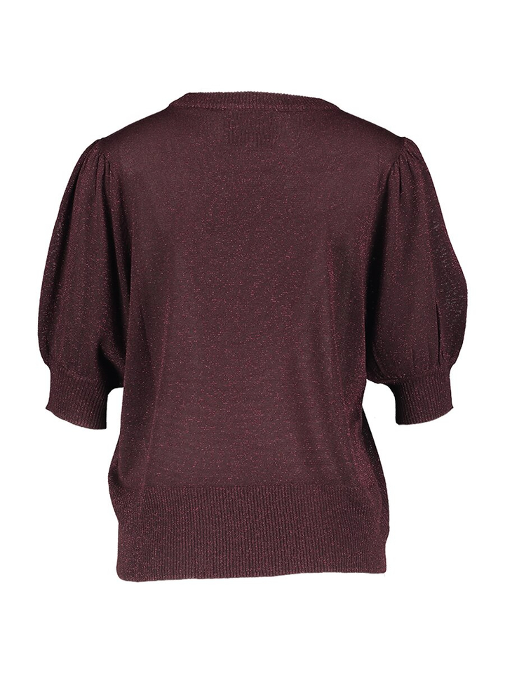 Bordeaux glitterpull met korte mouwen Liva Minus