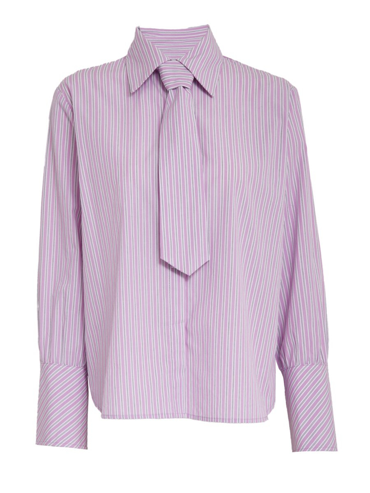 Roze gestreepte bloes met das Hellea Minus