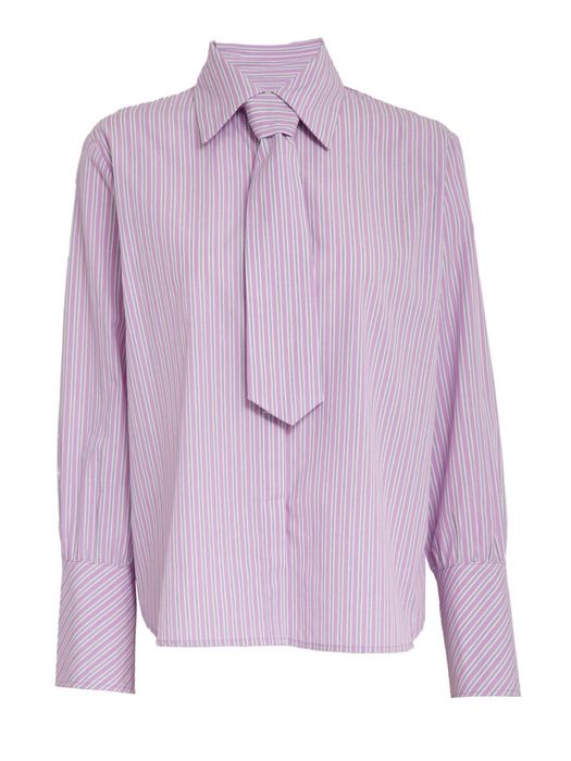 Roze gestreepte bloes met das Hellea Minus