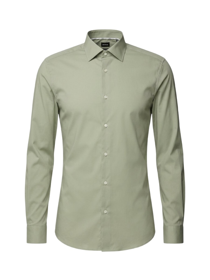 Lichtgroen katoenen hemd (slim fit) met lange mouwen Hugo Boss