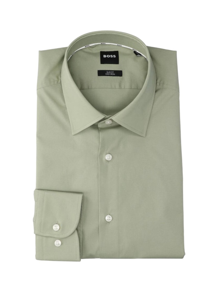 Lichtgroen katoenen hemd (slim fit) met lange mouwen Hugo Boss