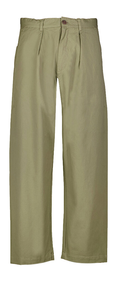 Kaki katoenen wijde straight broek Anerkjendt