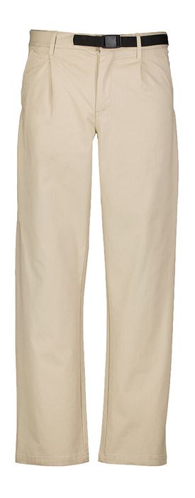 Beige katoenen straight fit broek met bruine riem Anerkjendt