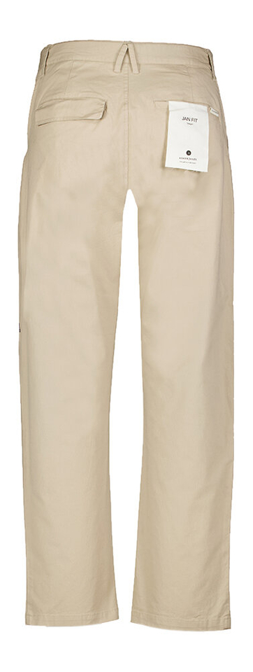 Beige katoenen straight fit broek met bruine riem Anerkjendt