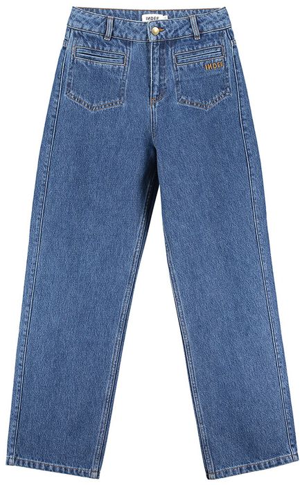 Donkerblauwe straight fit jeans met opgestikte zakken Smile Indee