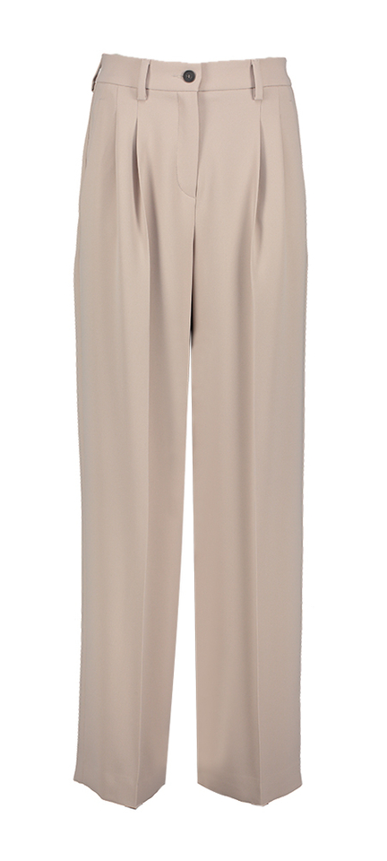 Beige losvallende broek met bandplooi Riani