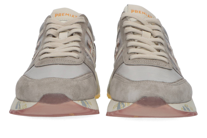 Lichtgrijze lage sneakers met oranje details Lander Premiata