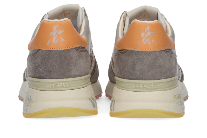 Lichtgrijze lage sneakers met oranje details Lander Premiata