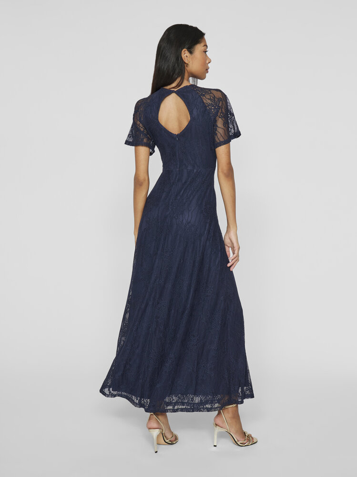 Donkerblauwe kanten jurk Vifemma Vila