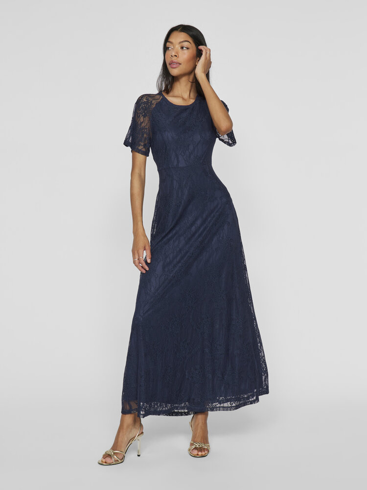 Donkerblauwe kanten jurk Vifemma Vila