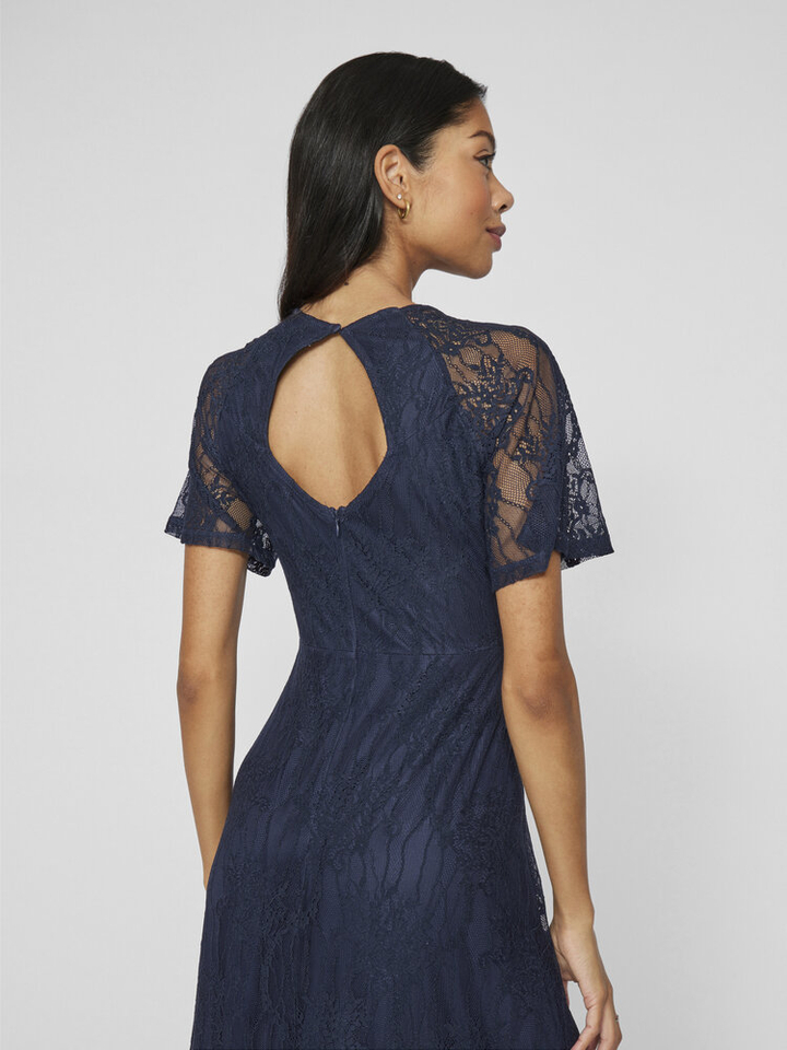 Donkerblauwe kanten jurk Vifemma Vila
