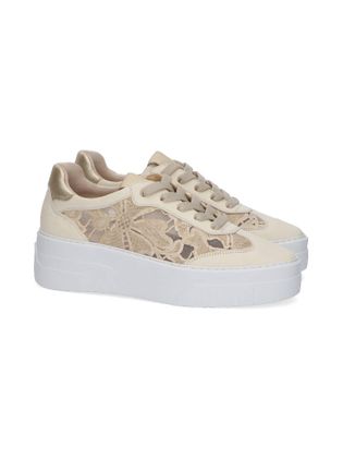 Softwaves Beige lage sneakers met bloemenprint