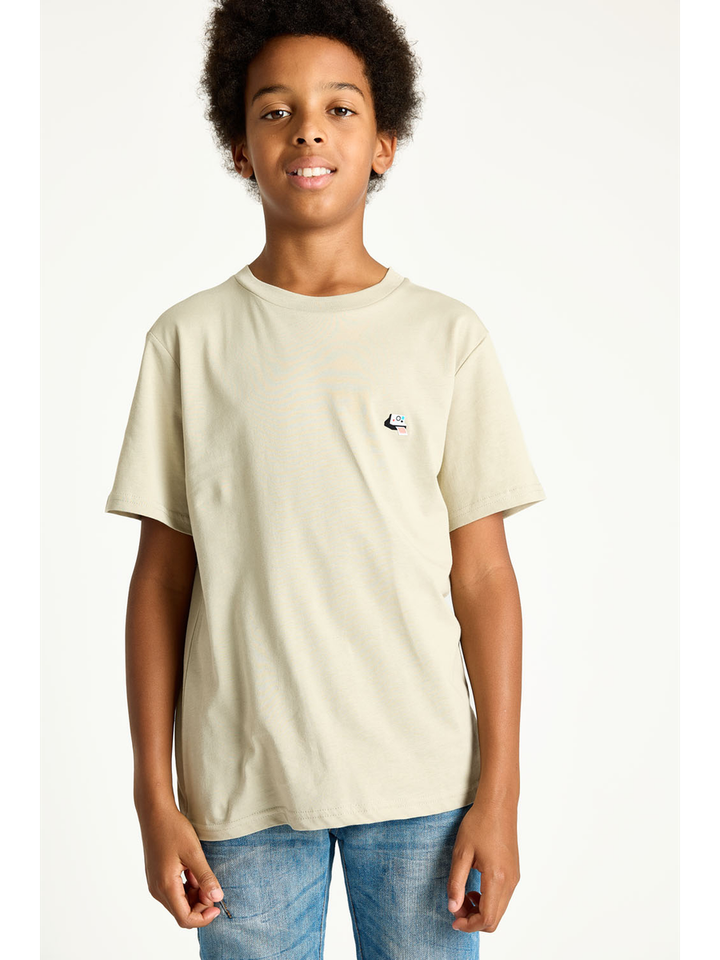 Stone beige katoenen t-shirt met ronde hals Polaroid Strom