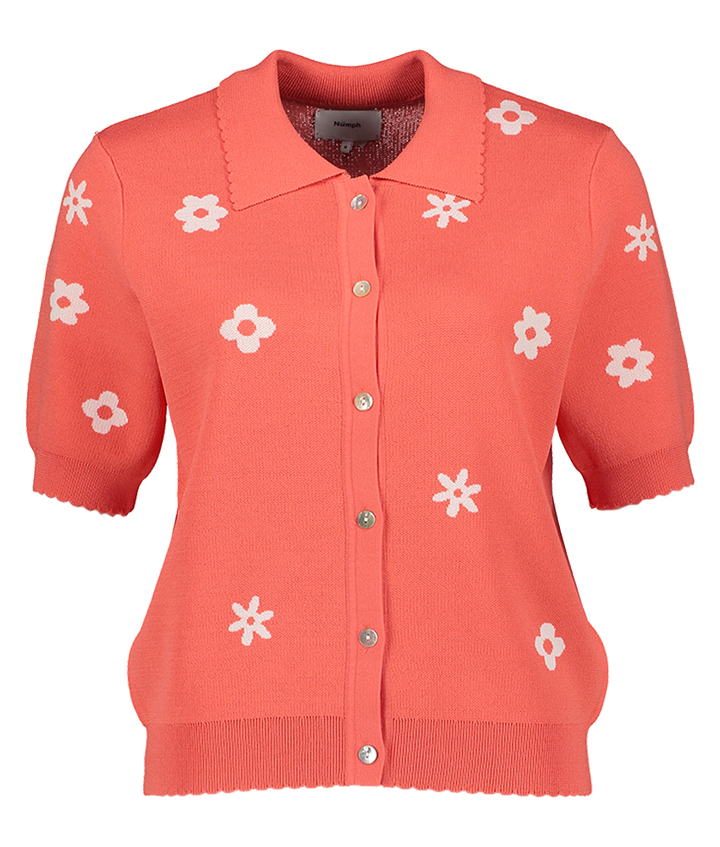 Rode trui met polokraag en print Numargitta Numph