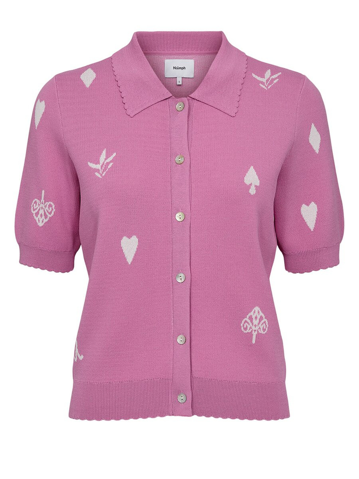 Roze trui met polokraag en print Numalitta Numph