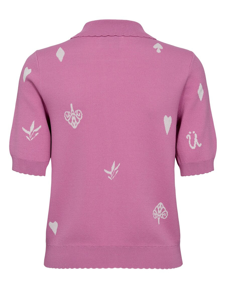Roze trui met polokraag en print Numalitta Numph