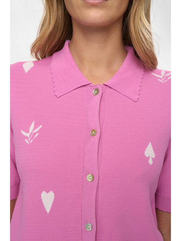 Roze trui met polokraag en print Numalitta Numph