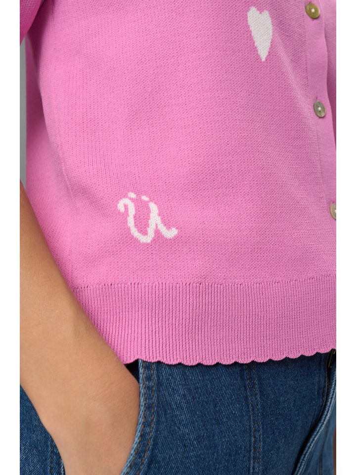 Roze trui met polokraag en print Numalitta Numph