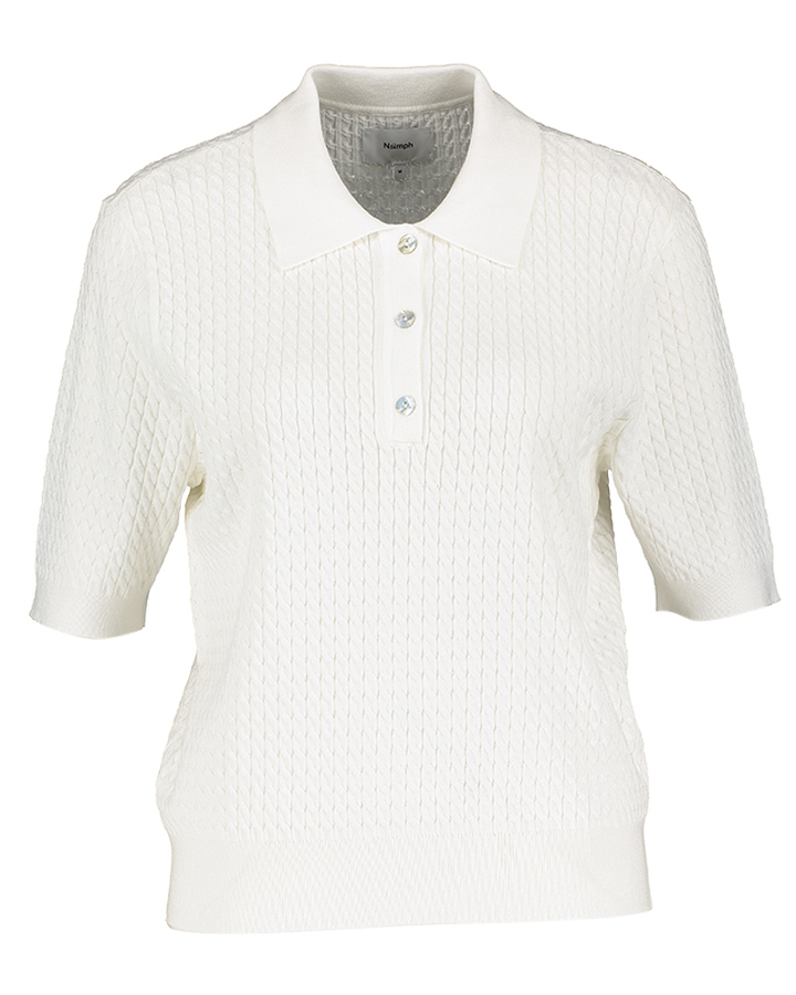 Witte gebreide kabel polo Nualette Numph