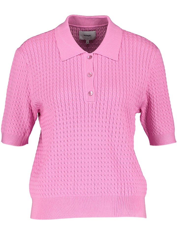 Roze gebreide kabel polo Nualette Numph