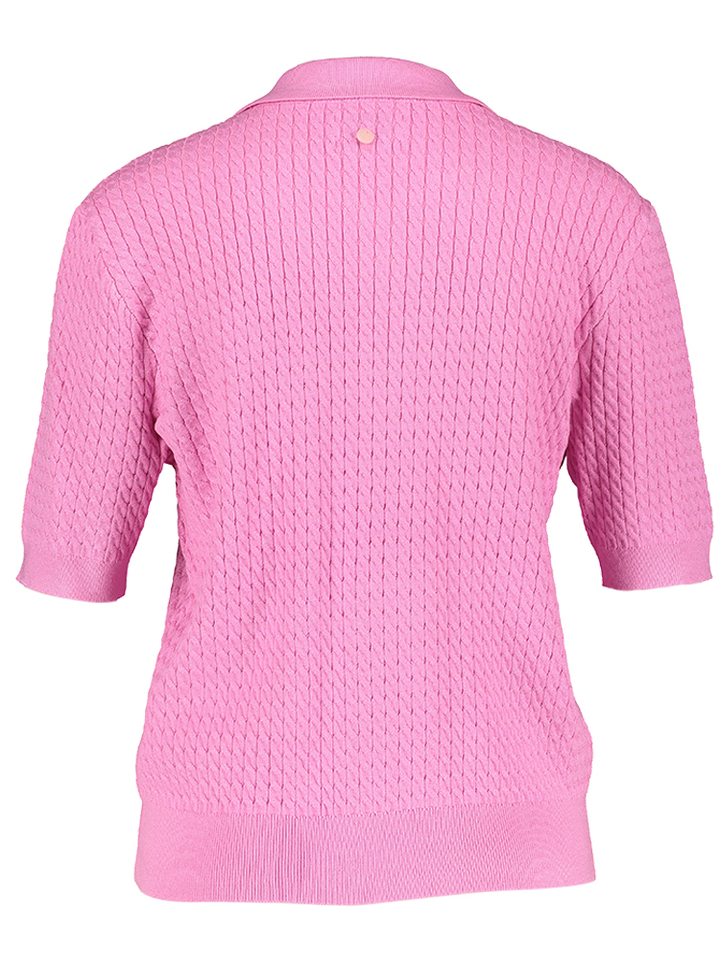 Roze gebreide kabel polo Nualette Numph