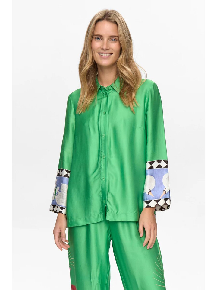 Groene blouse met print Nuadelina Numph 