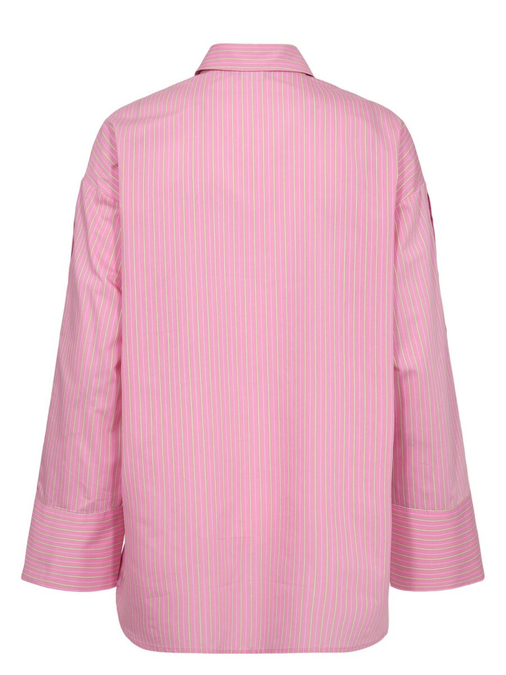 Roze gestreepte bloes met knoop detail op de mouw Nualica Numph