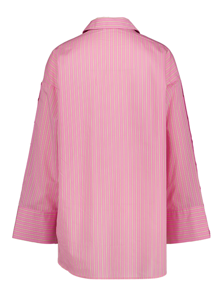 Roze gestreepte bloes met knoop detail op de mouw Nualica Numph